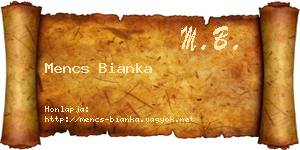 Mencs Bianka névjegykártya